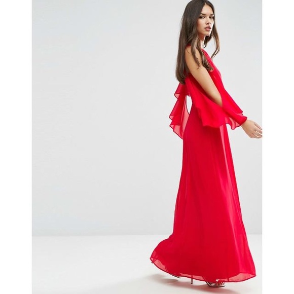 NEW With Tags Red Ruffle Maxi Dress, Size Small - Picture 4 of 7